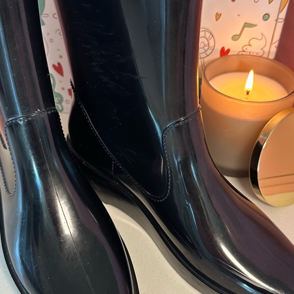 Fendi Black Heeled Rain Boots Like NEW